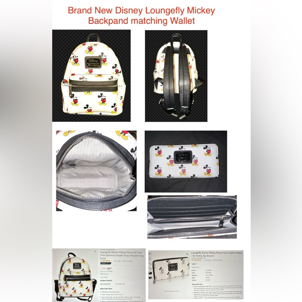 Brand New Disney Loungefly Mickey Backpack and matching Wallet
